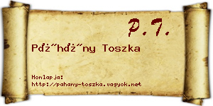 Páhány Toszka névjegykártya